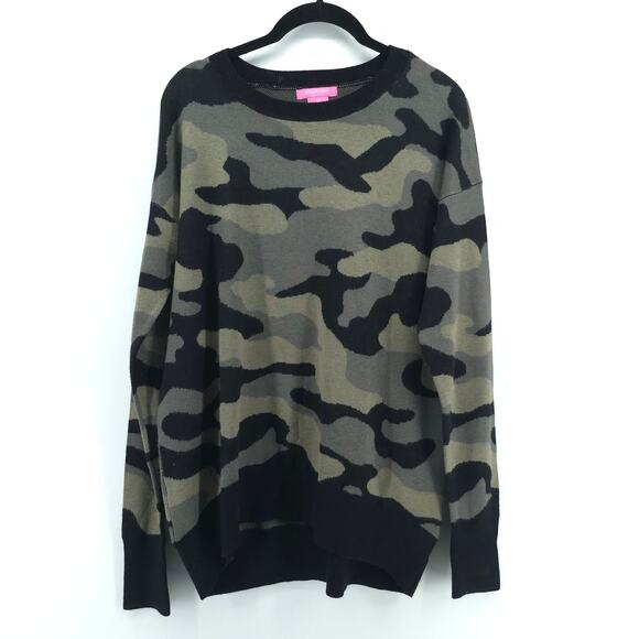 Isaac Mizrahi Womens Green Black Camo Pullover Soft Viscose Blend Sweater Medium - Picture 1 of 10